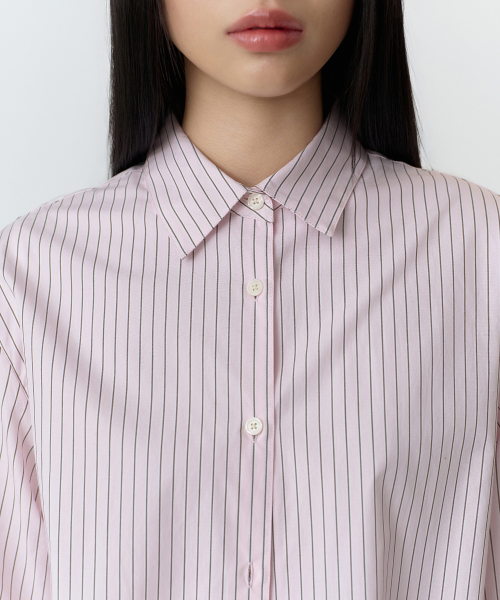 MUSINSA STANDARD WOMAN（ムシンサスタンダードウーマン）の「ウィメンズストライプリラックスドポプリンシャツ[ローズウォーター]（シャツ/ブラウス・レディース・その他・LARGE/X-SMALL/SMALL/MEDIUM）」の3枚目の写真