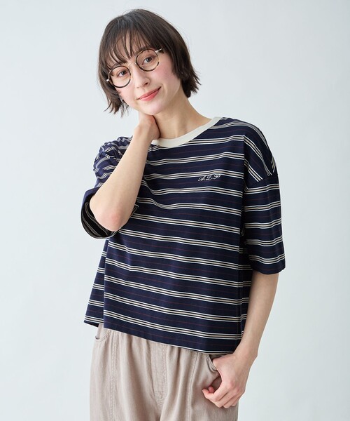 ANY(エニィ)の「リンガーTシャツ(Tシャツ/カットソー・レディース・ネイビー系2/アイボリー系/ベージュ系2/ダークブラウン系・X-LARGE)」の8枚目の写真