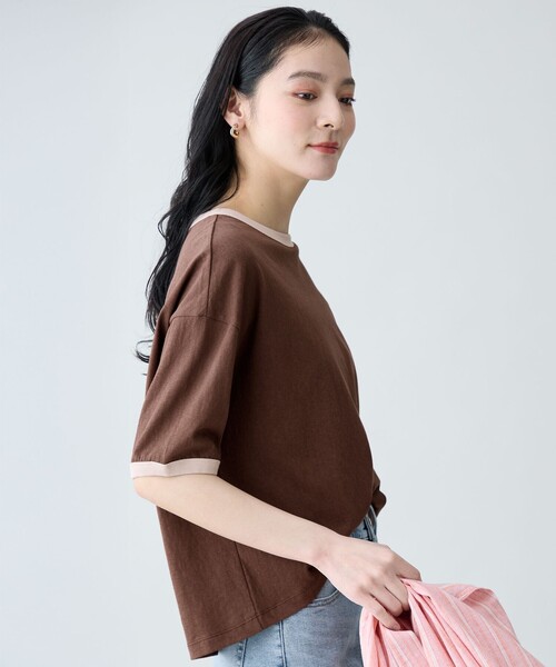 ANY(エニィ)の「リンガーTシャツ(Tシャツ/カットソー・レディース・ネイビー系2/アイボリー系/ベージュ系2/ダークブラウン系・X-LARGE)」の13枚目の写真