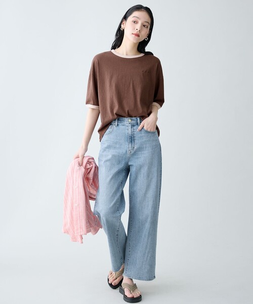 ANY(エニィ)の「リンガーTシャツ(Tシャツ/カットソー・レディース・ネイビー系2/アイボリー系/ベージュ系2/ダークブラウン系・X-LARGE)」の16枚目の写真