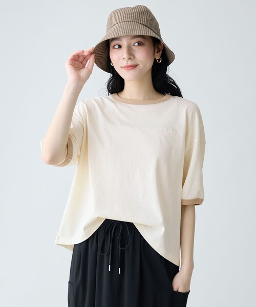 ANY(エニィ)の「リンガーTシャツ(Tシャツ/カットソー・レディース・ネイビー系2/アイボリー系/ベージュ系2/ダークブラウン系・X-LARGE)」の17枚目の写真