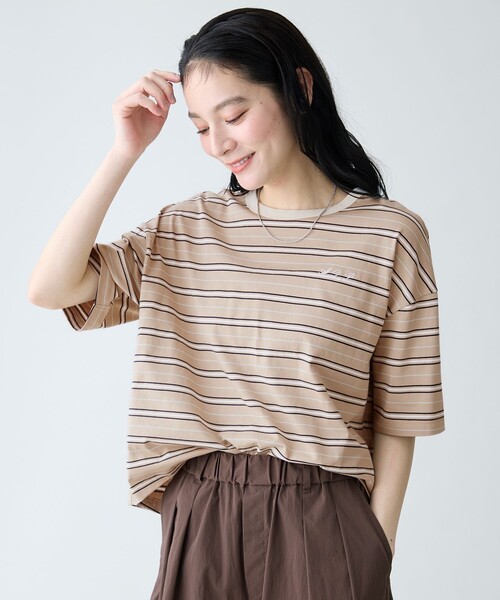 ANY(エニィ)の「リンガーTシャツ(Tシャツ/カットソー・レディース・ネイビー系2/アイボリー系/ベージュ系2/ダークブラウン系・X-LARGE)」の22枚目の写真