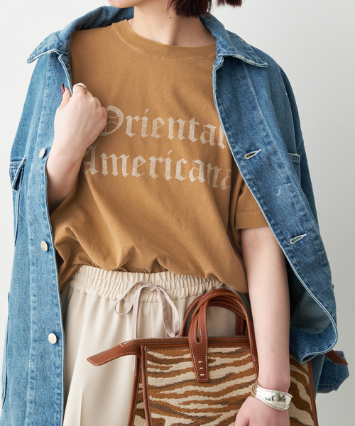 Spick & Span(スピックアンドスパン)の「AUTHEN / オーセン 別注LOGO Tee*(Tシャツ/カットソー・レディース・ライトグレー/マスタード・SMALL)」の1枚目の写真