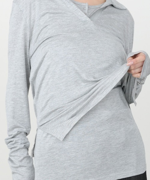 Bab(バブ)の「レイヤード/スキッパーカットソー+タンクSET(Tシャツ/カットソー・レディース・ライトグリーン/オフホワイト/杢グレー・FREE)」の16枚目の写真
