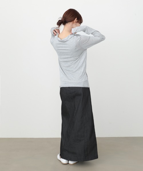 Bab(バブ)の「レイヤード/スキッパーカットソー+タンクSET(Tシャツ/カットソー・レディース・ライトグリーン/オフホワイト/杢グレー・FREE)」の18枚目の写真