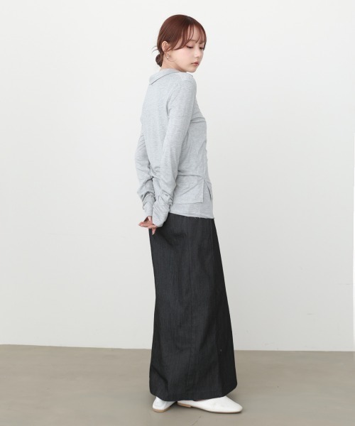 Bab(バブ)の「レイヤード/スキッパーカットソー+タンクSET(Tシャツ/カットソー・レディース・ライトグリーン/オフホワイト/杢グレー・FREE)」の20枚目の写真