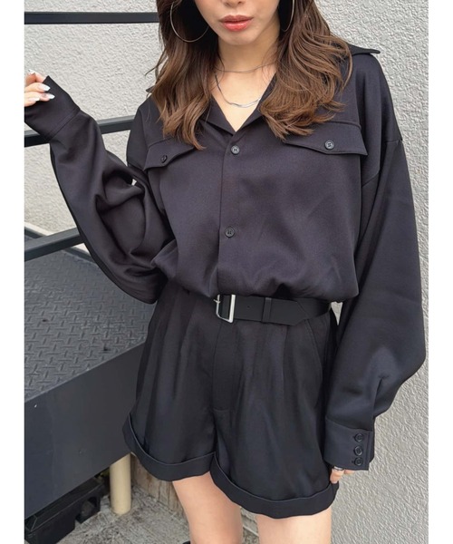 EGOIST（エゴイスト）の「フラップポケットベルト付オールインワン（サロペット/オーバーオール・レディース・ベージュ/ブラック・S/M）」の2枚目の写真