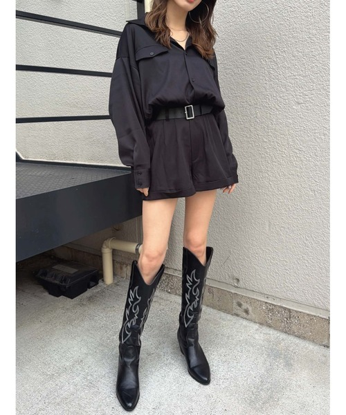 EGOIST（エゴイスト）の「フラップポケットベルト付オールインワン（サロペット/オーバーオール・レディース・ベージュ/ブラック・S/M）」の11枚目の写真