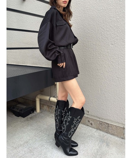 EGOIST（エゴイスト）の「フラップポケットベルト付オールインワン（サロペット/オーバーオール・レディース・ベージュ/ブラック・S/M）」の13枚目の写真