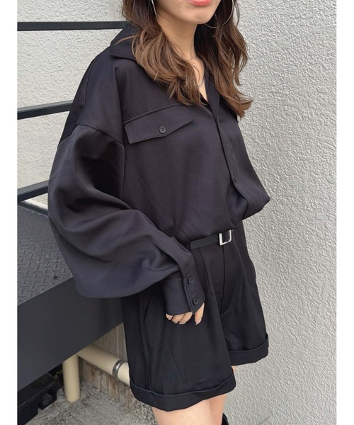 EGOIST（エゴイスト）の「フラップポケットベルト付オールインワン（サロペット/オーバーオール・レディース・ベージュ/ブラック・S/M）」の4枚目の写真