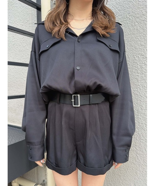 EGOIST（エゴイスト）の「フラップポケットベルト付オールインワン（サロペット/オーバーオール・レディース・ベージュ/ブラック・S/M）」の19枚目の写真