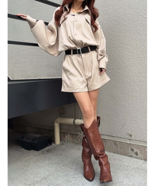 EGOIST（エゴイスト）の「フラップポケットベルト付オールインワン（サロペット/オーバーオール・レディース・ベージュ/ブラック・S/M）」の15枚目の写真