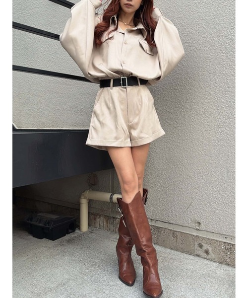 EGOIST（エゴイスト）の「フラップポケットベルト付オールインワン（サロペット/オーバーオール・レディース・ベージュ/ブラック・S/M）」の16枚目の写真