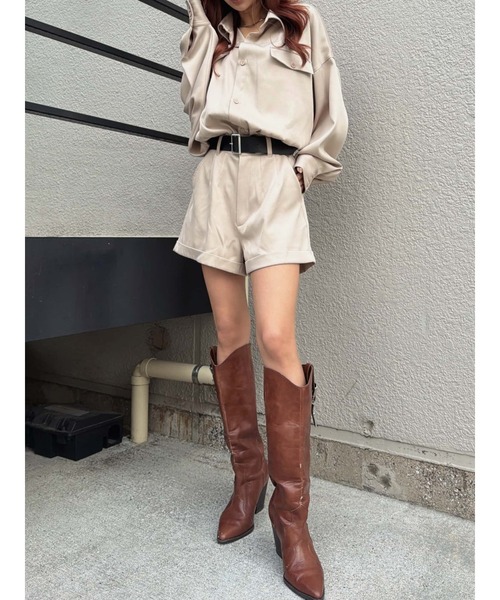 EGOIST（エゴイスト）の「フラップポケットベルト付オールインワン（サロペット/オーバーオール・レディース・ベージュ/ブラック・S/M）」の18枚目の写真