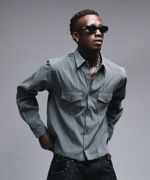 ANDER HUNK(�A���_�[�n���N)��W-Pocket Metal Button Shirt / W�|�P�b�g���^���{�^���V���c(�V���c/�u���E�X)