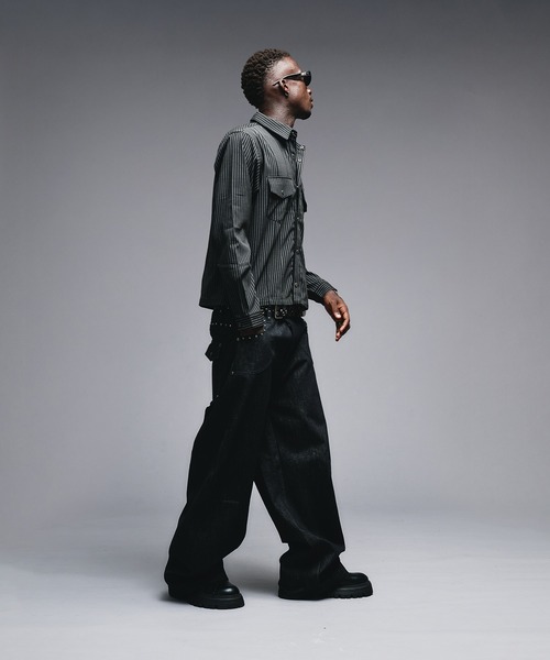 ANDER HUNK（アンダーハンク）の「W-Pocket Metal Button Shirt / Wポケットメタルボタンシャツ（シャツ/ブラウス・メンズ・ライトグレー/ブラック×ホワイト/ブラック/グレー×ホワイト/レッド・SMALL/LARGE/MEDIUM）」の22枚目の写真