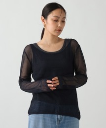 《ウタオ》メッシュ編みボートネックプルオーバー