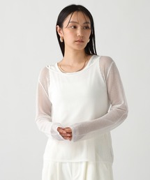 《ウタオ》メッシュ編みボートネックプルオーバー