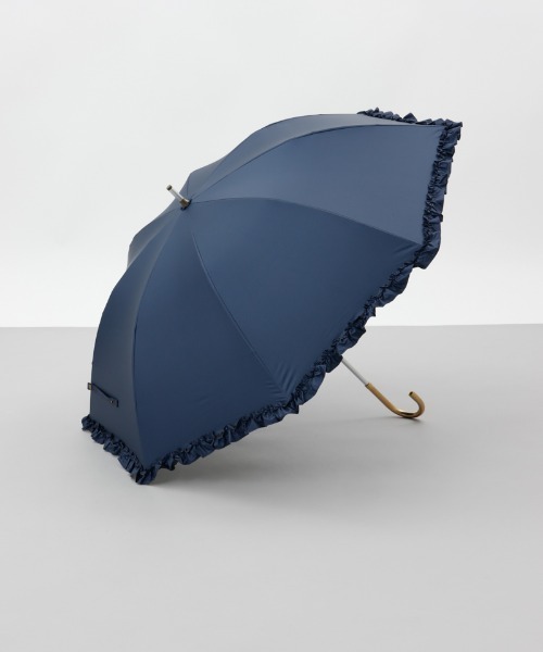 dazzlin(ダズリン)の「【dazzlin(ダズリン)】無地フリル晴雨兼用傘(長傘)(長傘・レディース・ネイビー/ピンク/ライトグレー・FREE)」の2枚目の写真