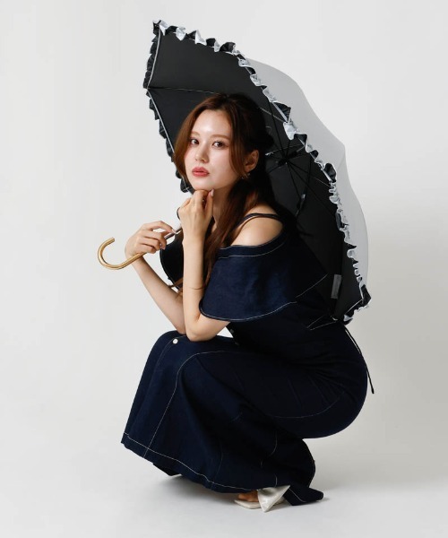 dazzlin(ダズリン)の「【dazzlin(ダズリン)】無地フリル晴雨兼用傘(長傘)(長傘・レディース・ネイビー/ピンク/ライトグレー・FREE)」の10枚目の写真