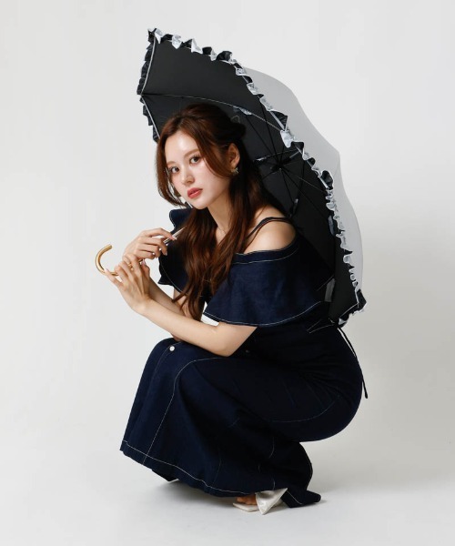 dazzlin(ダズリン)の「【dazzlin(ダズリン)】無地フリル晴雨兼用傘(長傘)(長傘・レディース・ネイビー/ピンク/ライトグレー・FREE)」の11枚目の写真