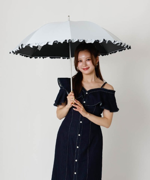dazzlin(ダズリン)の「【dazzlin(ダズリン)】無地フリル晴雨兼用傘(長傘)(長傘・レディース・ネイビー/ピンク/ライトグレー・FREE)」の16枚目の写真