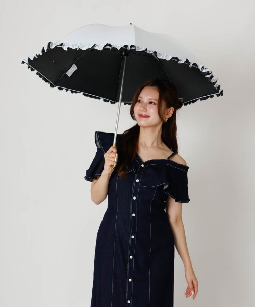 dazzlin(ダズリン)の「【dazzlin(ダズリン)】無地フリル晴雨兼用傘(長傘)(長傘・レディース・ネイビー/ピンク/ライトグレー・FREE)」の17枚目の写真