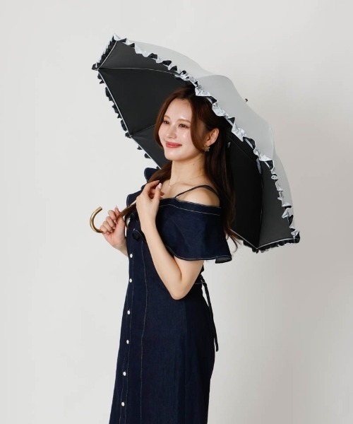 dazzlin(ダズリン)の「【dazzlin(ダズリン)】無地フリル晴雨兼用傘(長傘)(長傘・レディース・ネイビー/ピンク/ライトグレー・FREE)」の18枚目の写真