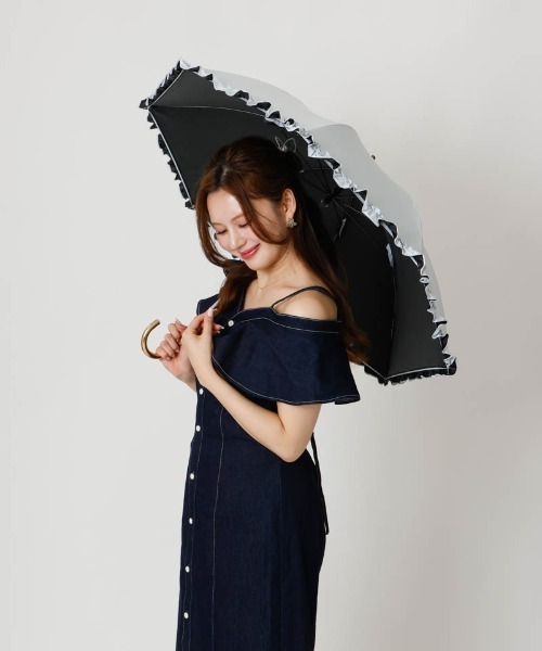 dazzlin(ダズリン)の「【dazzlin(ダズリン)】無地フリル晴雨兼用傘(長傘)(長傘・レディース・ネイビー/ピンク/ライトグレー・FREE)」の19枚目の写真