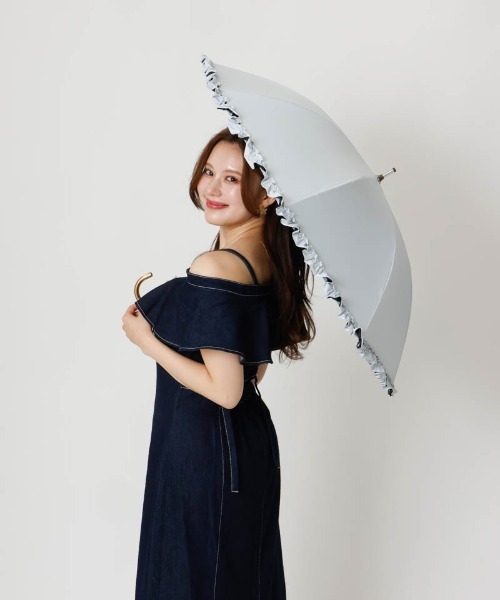 dazzlin(ダズリン)の「【dazzlin(ダズリン)】無地フリル晴雨兼用傘(長傘)(長傘・レディース・ネイビー/ピンク/ライトグレー・FREE)」の20枚目の写真