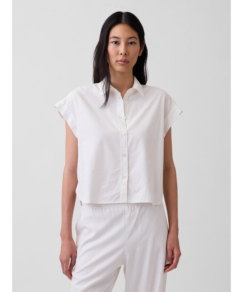 GAP(ギャップ)の「リネンブレンド オーバーサイズシャツ(シャツ/ブラウス・レディース・レッド/オフホワイト/ナチュラル・XS/S/M/L/XXS)」の2枚目の写真