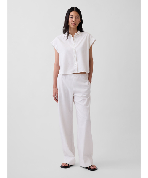 GAP(ギャップ)の「リネンブレンド オーバーサイズシャツ(シャツ/ブラウス・レディース・レッド/オフホワイト/ナチュラル・XS/S/M/L/XXS)」の8枚目の写真