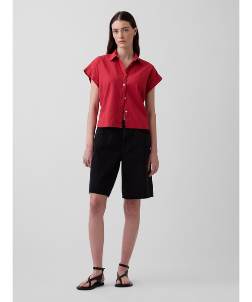 GAP(ギャップ)の「リネンブレンド オーバーサイズシャツ(シャツ/ブラウス・レディース・レッド/オフホワイト/ナチュラル・XS/S/M/L/XXS)」の10枚目の写真