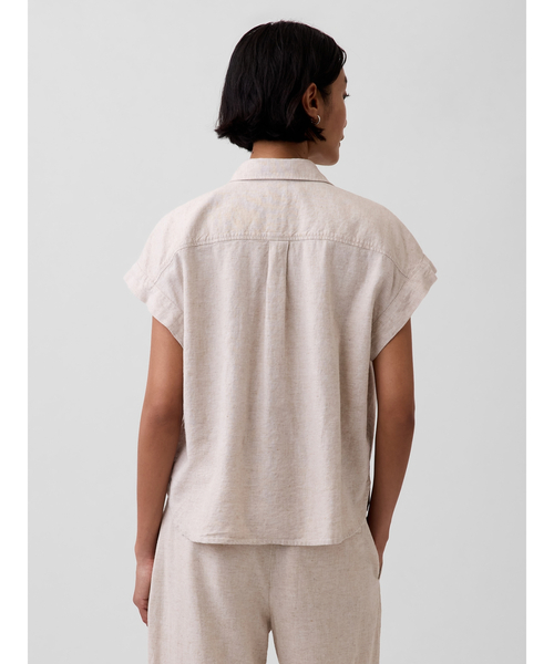 GAP(ギャップ)の「リネンブレンド オーバーサイズシャツ(シャツ/ブラウス・レディース・レッド/オフホワイト/ナチュラル・XS/S/M/L/XXS)」の12枚目の写真