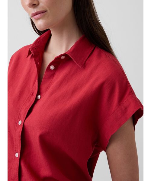 GAP(ギャップ)の「リネンブレンド オーバーサイズシャツ(シャツ/ブラウス・レディース・レッド/オフホワイト/ナチュラル・XS/S/M/L/XXS)」の16枚目の写真