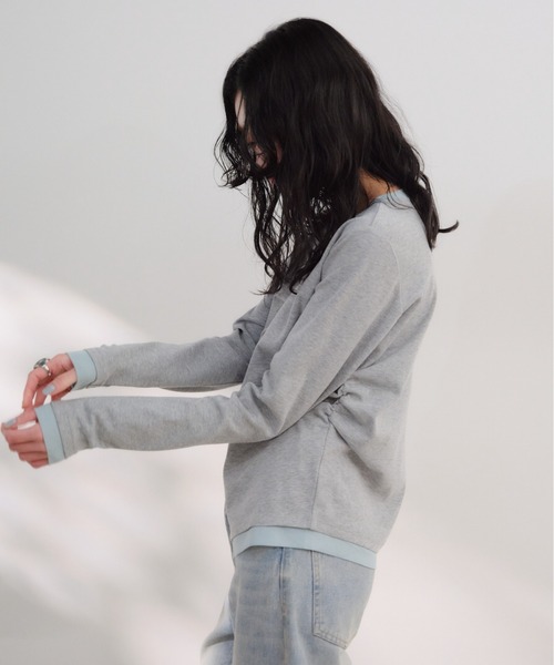 Shelly island（シェリーアイランド）の「フロントタックカーディガン（Tシャツ/カットソー・レディース・ブルー/グレー/ピンク/ホワイト・FREE）」の7枚目の写真