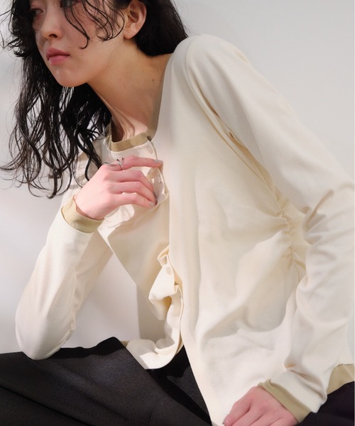 Shelly island（シェリーアイランド）の「フロントタックカーディガン（Tシャツ/カットソー・レディース・ブルー/グレー/ピンク/ホワイト・FREE）」の20枚目の写真