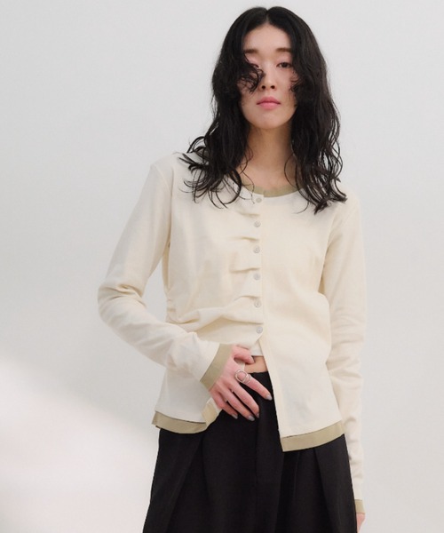 Shelly island（シェリーアイランド）の「フロントタックカーディガン（Tシャツ/カットソー・レディース・ブルー/グレー/ピンク/ホワイト・FREE）」の13枚目の写真