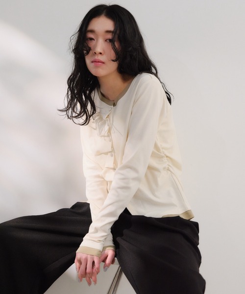 Shelly island（シェリーアイランド）の「フロントタックカーディガン（Tシャツ/カットソー・レディース・ブルー/グレー/ピンク/ホワイト・FREE）」の19枚目の写真
