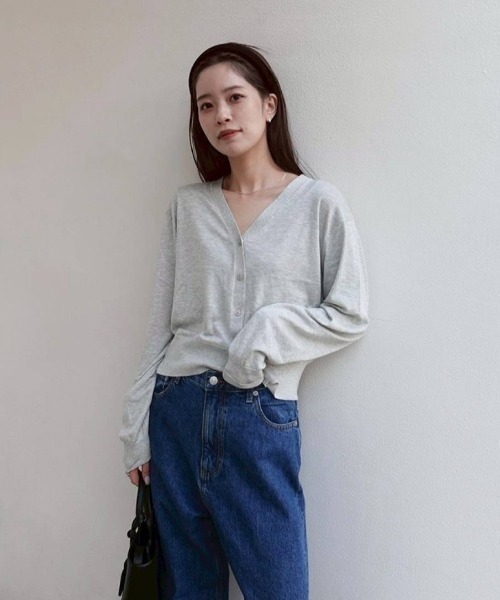 TODAYFUL（トゥデイフル）の「Silk Cotton Cardigan（カーディガン/ボレロ・レディース・ブラック/ライトグレー/ブルー系その他・FREE）」の9枚目の写真