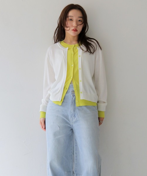 cheriella(シェリエラ)の「【cheriella】配色レイヤードカーディガン COLOR BLOCK LAYERED CARDIGAN(Tシャツ/カットソー・レディース・ブラック/アイボリー/杢グレー/ライトブルー・FREE)」の2枚目の写真