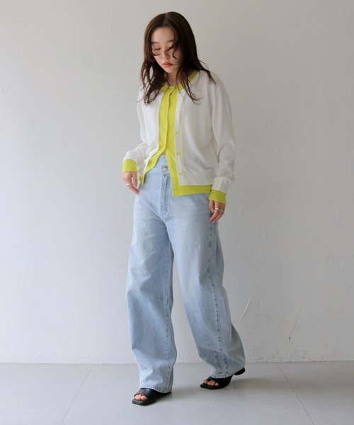 cheriella(シェリエラ)の「【cheriella】配色レイヤードカーディガン COLOR BLOCK LAYERED CARDIGAN(Tシャツ/カットソー・レディース・ブラック/アイボリー/杢グレー/ライトブルー・FREE)」の8枚目の写真