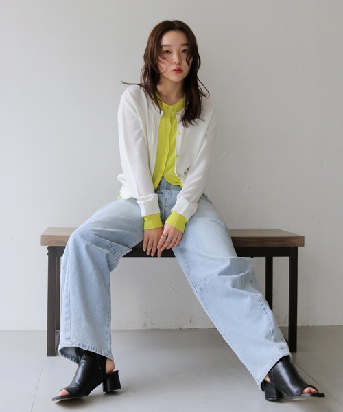 cheriella(シェリエラ)の「【cheriella】配色レイヤードカーディガン COLOR BLOCK LAYERED CARDIGAN(Tシャツ/カットソー・レディース・ブラック/アイボリー/杢グレー/ライトブルー・FREE)」の11枚目の写真