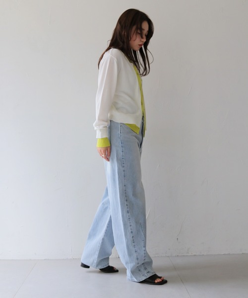 cheriella(シェリエラ)の「【cheriella】配色レイヤードカーディガン COLOR BLOCK LAYERED CARDIGAN(Tシャツ/カットソー・レディース・ブラック/アイボリー/杢グレー/ライトブルー・FREE)」の9枚目の写真