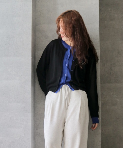 cheriella(シェリエラ)の「【cheriella】配色レイヤードカーディガン COLOR BLOCK LAYERED CARDIGAN(Tシャツ/カットソー・レディース・ブラック/アイボリー/杢グレー/ライトブルー・FREE)」の20枚目の写真