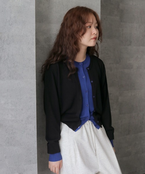 cheriella(シェリエラ)の「【cheriella】配色レイヤードカーディガン COLOR BLOCK LAYERED CARDIGAN(Tシャツ/カットソー・レディース・ブラック/アイボリー/杢グレー/ライトブルー・FREE)」の21枚目の写真