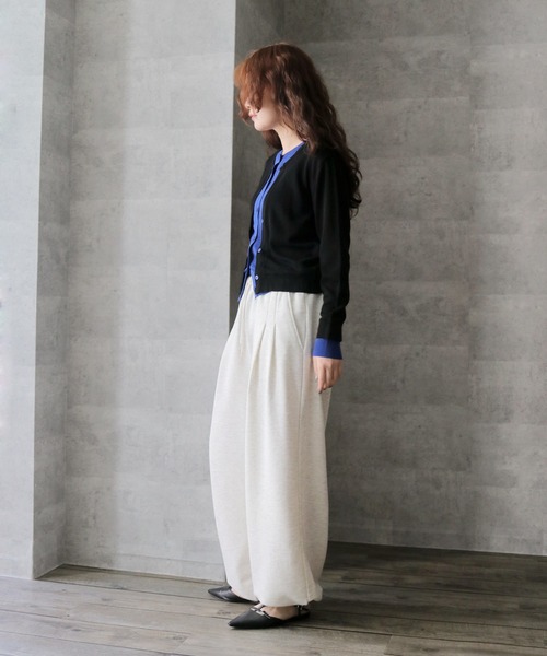 cheriella(シェリエラ)の「【cheriella】配色レイヤードカーディガン COLOR BLOCK LAYERED CARDIGAN(Tシャツ/カットソー・レディース・ブラック/アイボリー/杢グレー/ライトブルー・FREE)」の18枚目の写真