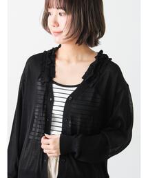 Samansa Mos2（サマンサ モスモス）の「襟フリルニットカーディガン（カーディガン/ボレロ）」