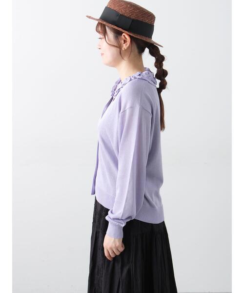 Samansa Mos2(サマンサ モスモス)の「襟フリルニットカーディガン(カーディガン/ボレロ・レディース・ブラック/ベージュ/ラベンダー/アイボリー・F)」の5枚目の写真