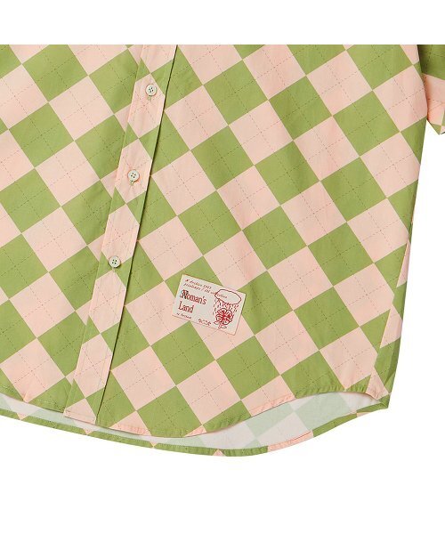Beyond Closet（-）の「[コレクションライン] オールドアルファベットアーガイル半袖シャツオリーブ（シャツ/ブラウス・レディース・その他・LARGE/SMALL）」の6枚目の写真
